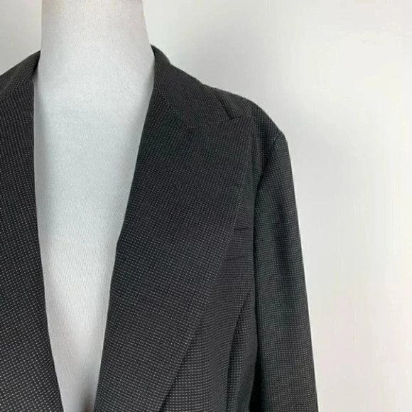 Lafayette 148 blazer size 14 black white 100% wool pindot one button jacket - Picture 3 of 10